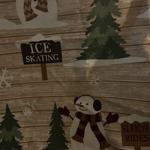 Holiday Snowman and Trees shower curtain w/ hooks